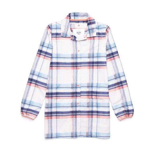New Herschel Voyager Long Plaid Water Resistant Coach Jacket SMALL - Picture 2 of 6
